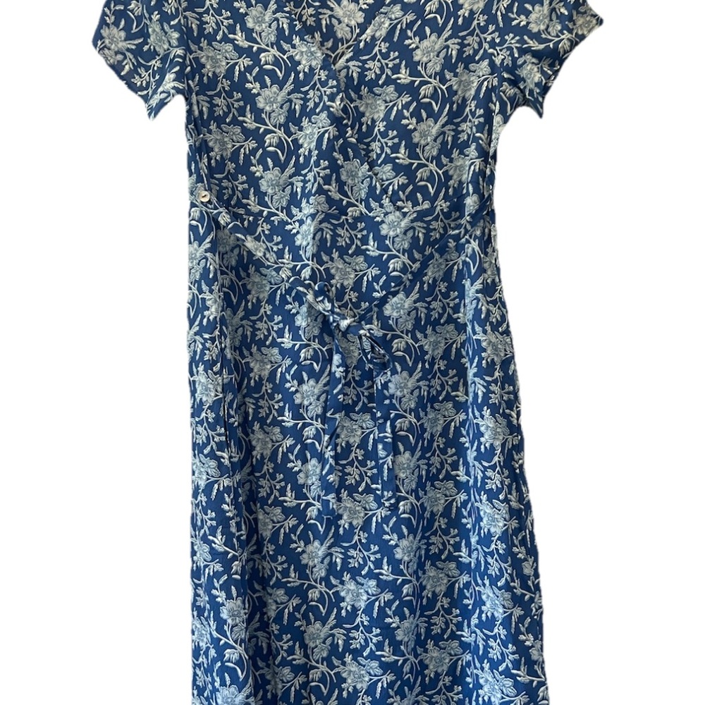 April Cornell Blue and Cream Floral Dress